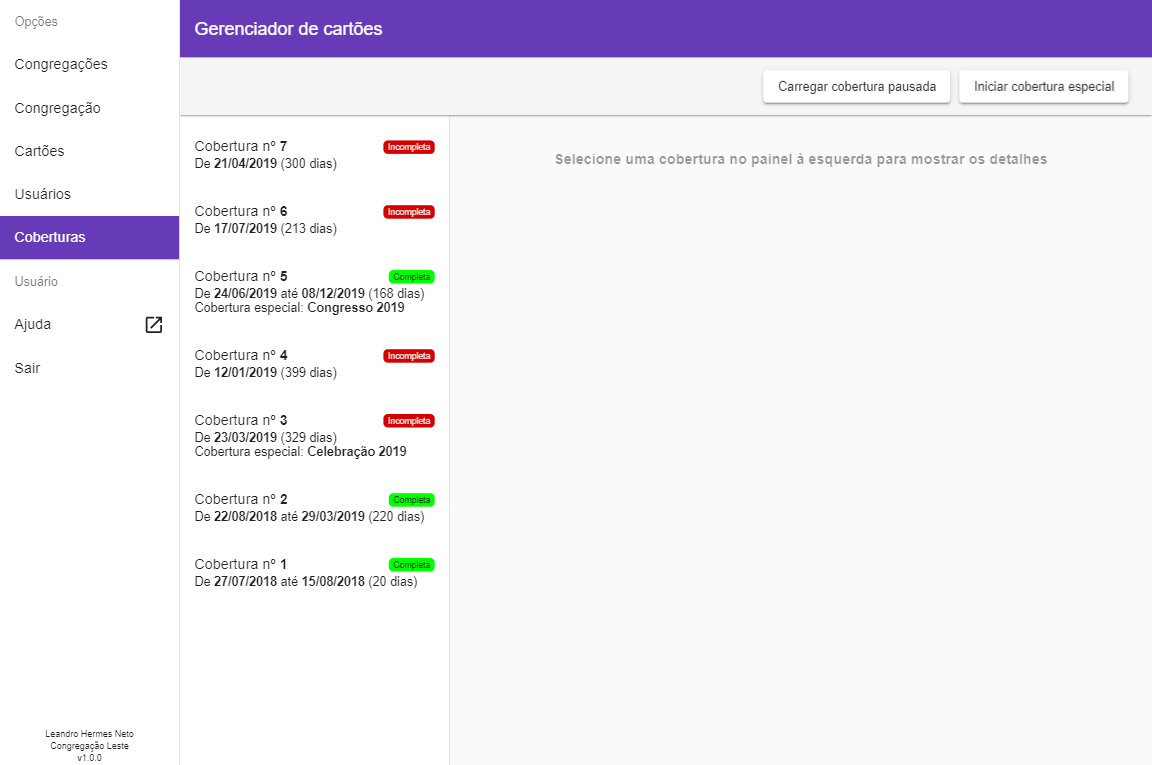 Lista de coberturas